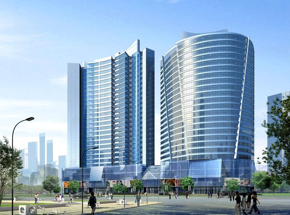 ShenYang-Jinli-Plaza-1-Exterior-Rendering-Office-Residental-Towers-on-Commercial-Base1